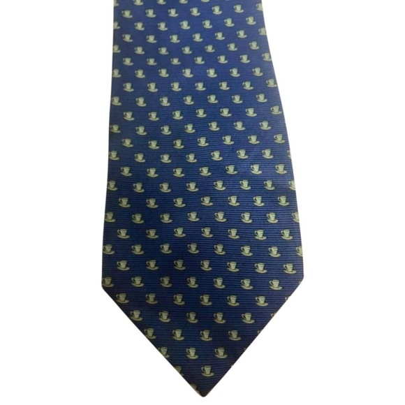 Saint Laurent Blue Yves Printed Silk Tie - Picture 1 of 4
